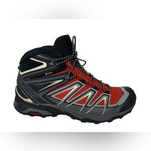 Salomon X Ultra 3 Gore Tex Mid Hiking Boots Mens 12 Burnt Orange Lace Up Trail